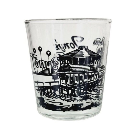 Vintage 60s MCM Tony's On The Pier Redondo Beach California Glass Rocks Glasses - Picture 6 of 15